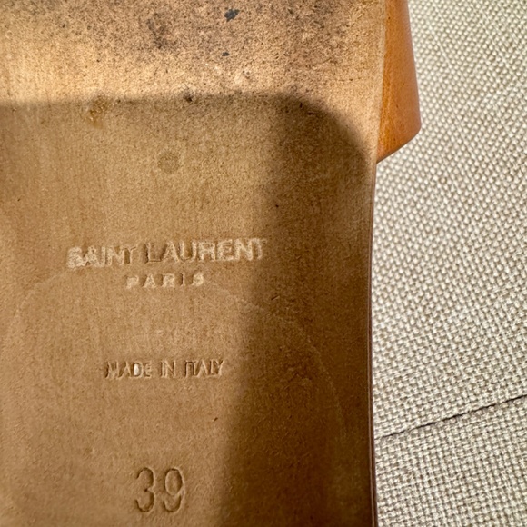 Authentic SAINT LAURENT YSL TRIBUTE AMBER BROWN LEATHER SANDALS FLATS MULES 39/8 - Picture 10 of 10